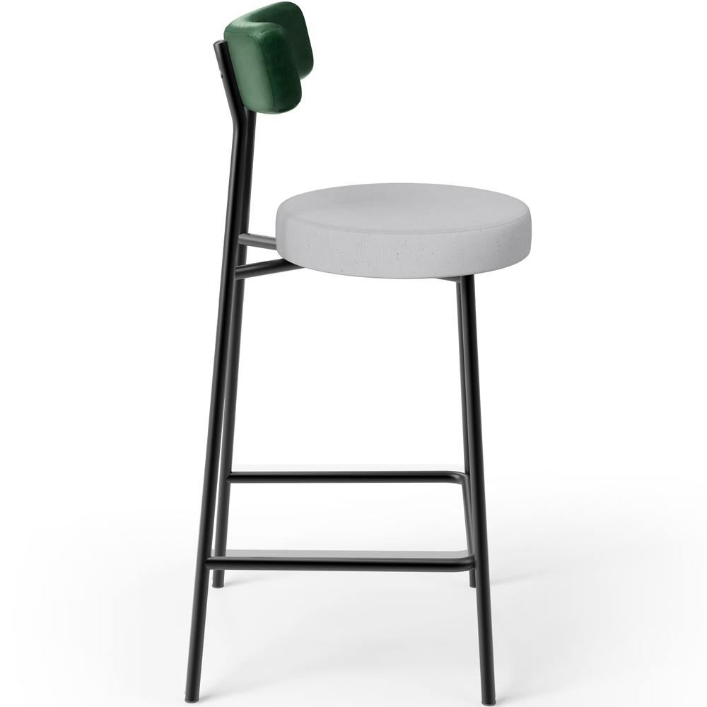 Kit 02 Banquetas Baixa Bar Cozinha E Sala De Jantar Milão L02 Facto Verde Linho Cinza - Lyam Decor