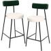 Kit 02 Banquetas Baixa Bar Cozinha E Sala De Jantar Milão L02 Facto Verde Linho Cru - Lyam Decor