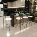 Kit 02 Banquetas Baixa Bar Cozinha E Sala De Jantar Milão L02 Facto Verde Linho Cru - Lyam Decor