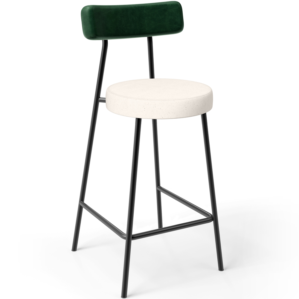 Kit 02 Banquetas Baixa Bar Cozinha E Sala De Jantar Milão L02 Facto Verde Linho Cru - Lyam Decor