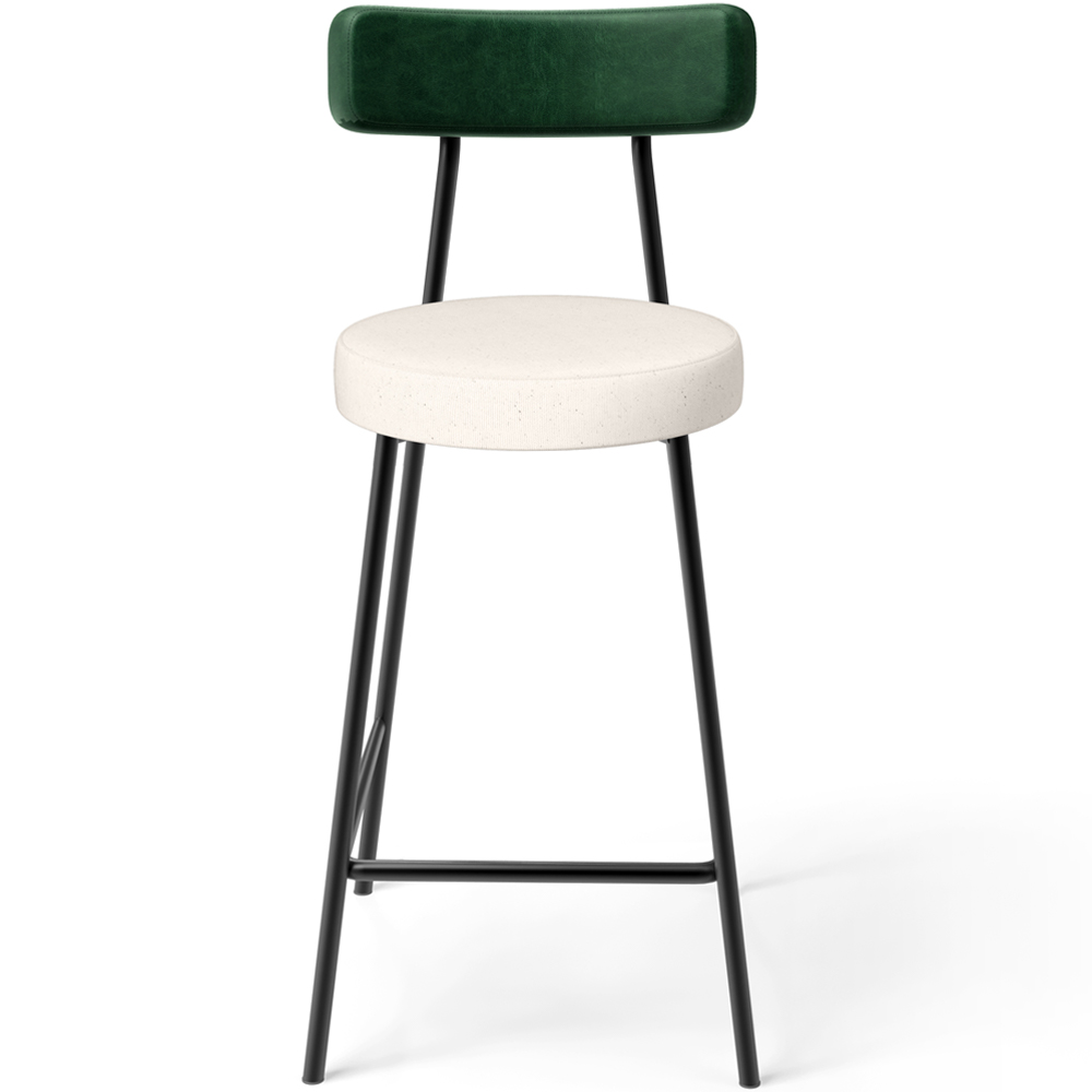 Kit 02 Banquetas Baixa Bar Cozinha E Sala De Jantar Milão L02 Facto Verde Linho Cru - Lyam Decor