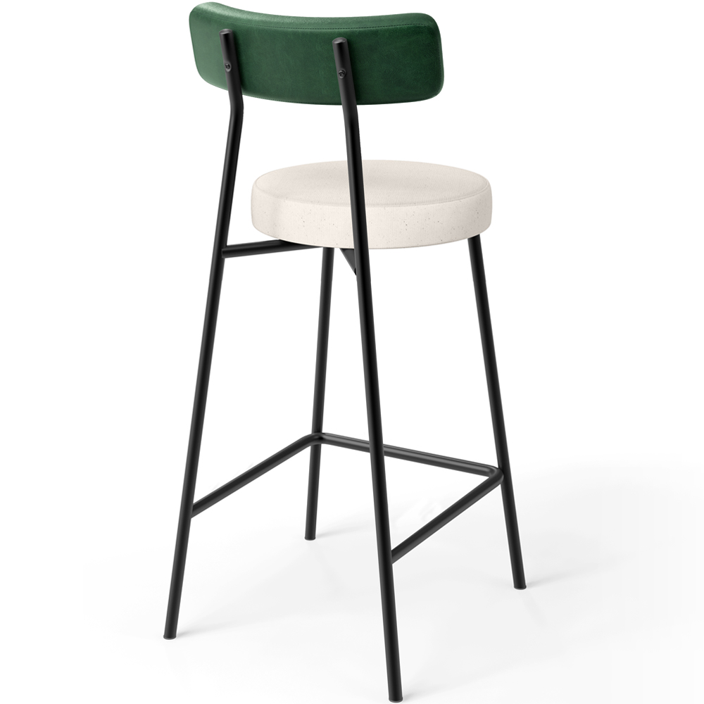 Kit 02 Banquetas Baixa Bar Cozinha E Sala De Jantar Milão L02 Facto Verde Linho Cru - Lyam Decor
