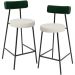 Kit 02 Banquetas Baixa Bar Cozinha E Sala Jantar Milão L02 Facto Verde Linho Champagne - Lyam Decor