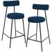 Kit 02 Banquetas Baixa Bar Cozinha Sala De Jantar Em Aço Milão L02 Suede Azul Marinho - Lyam Decor