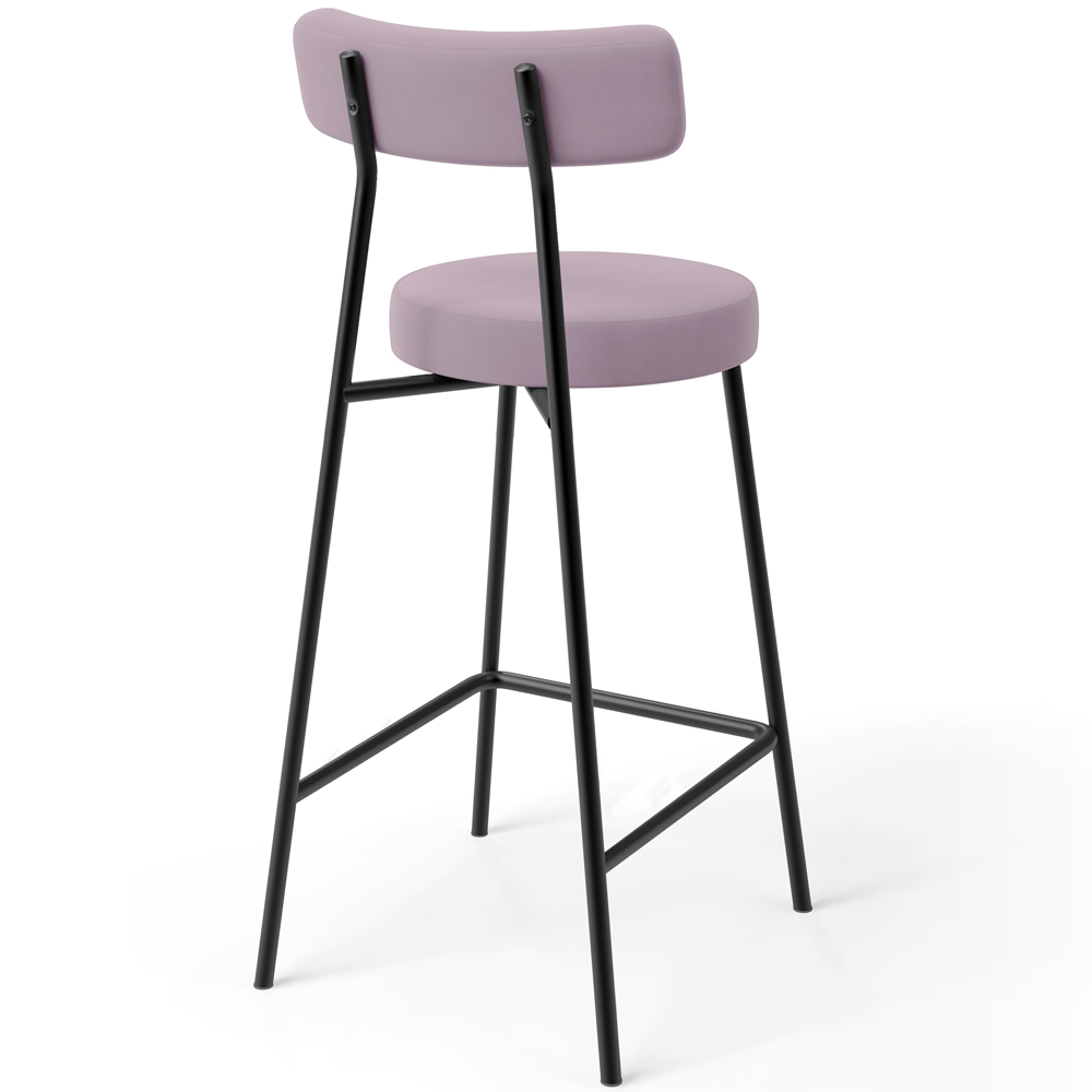 Kit 02 Banquetas Baixa Bar Cozinha Sala De Jantar Em Aço Milão L02 Suede Rosê - Lyam Decor