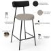 Kit 02 Banquetas Baixa Bar Cozinha Sala Jantar Milão L02 Couríssimo Preto Linho Bege - Lyam Decor