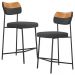 Kit 02 Banquetas Baixa Bar Cozinha Sala Jantar Whisky Elira L02 Couríssimo Whisky Linho Chumbo - Lyam Decor