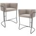 Kit 02 Banquetas Baixa Base de Aço Preto Betina D02 Bouclê Creme C-54 - Lyam Decor