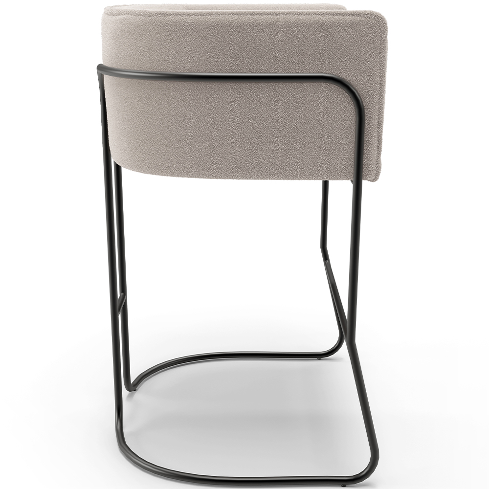 Kit 02 Banquetas Baixa Base de Aço Preto Betina D02 Bouclê Creme C-54 - Lyam Decor