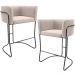 Kit 02 Banquetas Baixa Base de Aço Preto Betina D02 Suede Bege D-309 - Lyam Decor