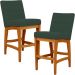 Kit 02 Banquetas Baixa Cozinha Bancada Bar Sala Jantar Fixa Mila L02 Suede Verde Musgo - Lyam Decor