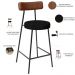 Kit 02 Banquetas Baixa Cozinha Sala De Jantar Milão L02 Couríssimo Marrom Linho Chumbo - Lyam Decor
