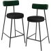 Kit 02 Banquetas Baixa Cozinha Sala De Jantar Milão L02 Facto Verde Couríssimo Preto - Lyam Decor