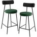 Kit 02 Banquetas Baixa Cozinha Sala Jantar Bancada Milão L02 Couríssimo Preto Verde - Lyam Decor
