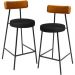 Kit 02 Banquetas Baixa Cozinha Sala Jantar Bancada Milão L02 Couríssimo Whisky Preto - Lyam Decor