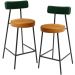 Kit 02 Banquetas Baixa Cozinha Sala Jantar Bancada Milão L02 Facto Verde Couríssimo Whisky - Lyam Decor