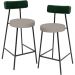Kit 02 Banquetas Baixa Cozinha Sala Jantar Bancada Milão L02 Facto Verde Linho Bege - Lyam Decor