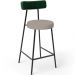 Kit 02 Banquetas Baixa Cozinha Sala Jantar Bancada Milão L02 Facto Verde Linho Bege - Lyam Decor
