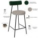 Kit 02 Banquetas Baixa Cozinha Sala Jantar Bancada Milão L02 Facto Verde Linho Bege - Lyam Decor