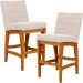 Kit 02 Banquetas Baixa Para Cozinha Bancada Bar Sala Jantar Fixa Mila L02 Suede Bege - Lyam Decor