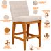 Kit 02 Banquetas Baixa Para Cozinha Bancada Bar Sala Jantar Fixa Mila L02 Suede Bege - Lyam Decor