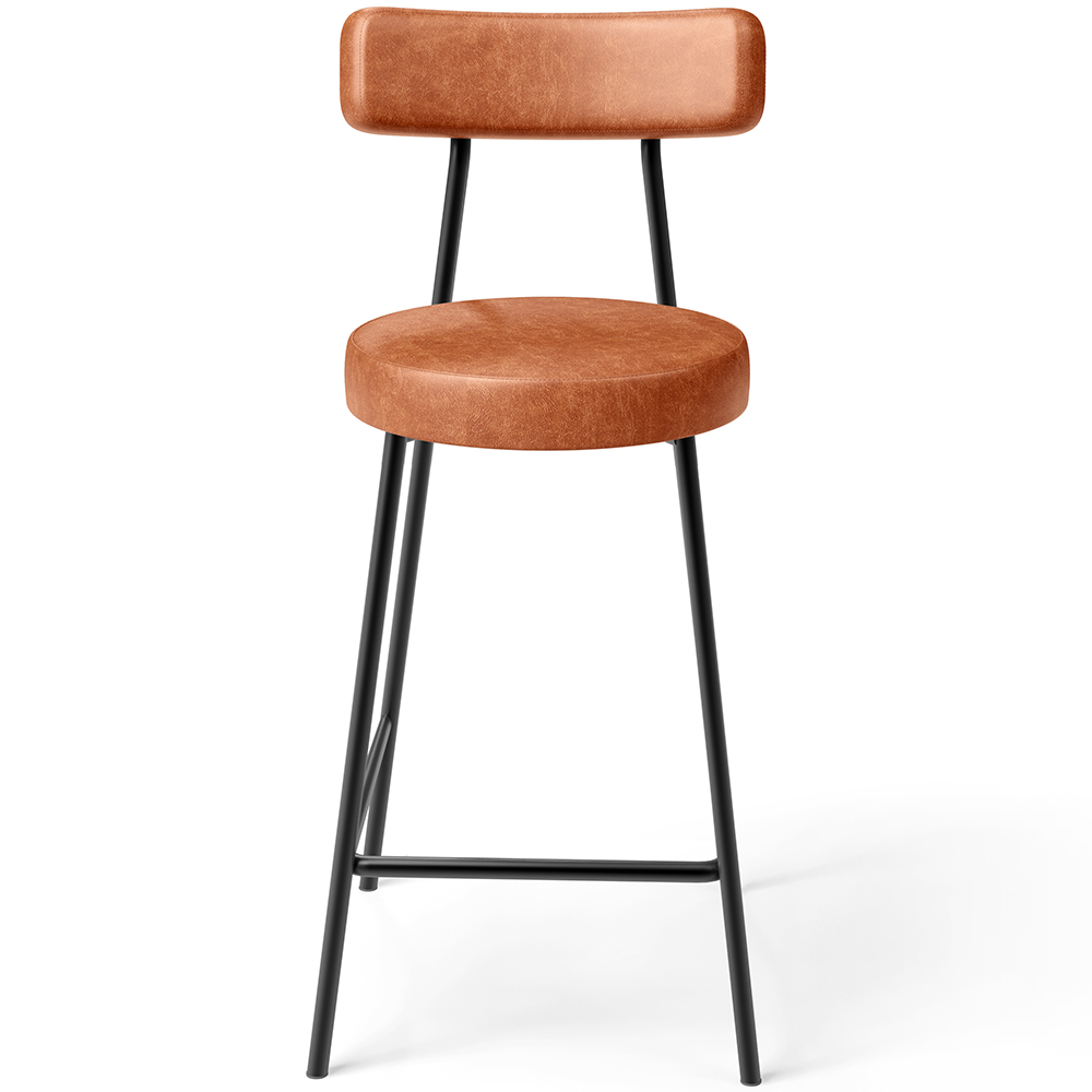 Kit 02 Banquetas Baixa Para Cozinha Sala De Jantar Bancada Milão L02 Couríssimo Camel - Lyam Decor