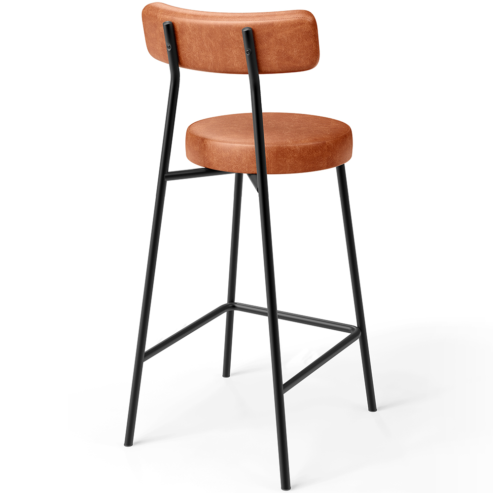 Kit 02 Banquetas Baixa Para Cozinha Sala De Jantar Bancada Milão L02 Couríssimo Camel - Lyam Decor