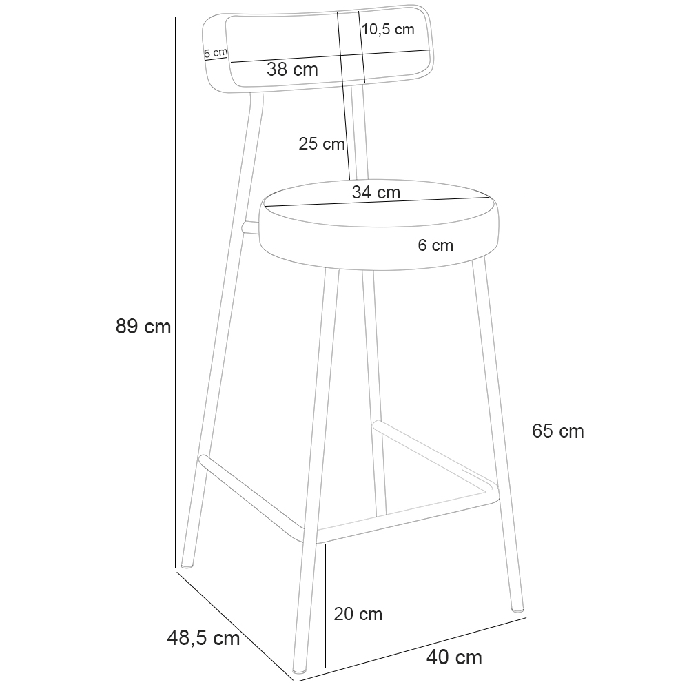 Kit 02 Banquetas Baixa Para Cozinha Sala De Jantar Bancada Milão L02 Couríssimo Whisky - Lyam Decor