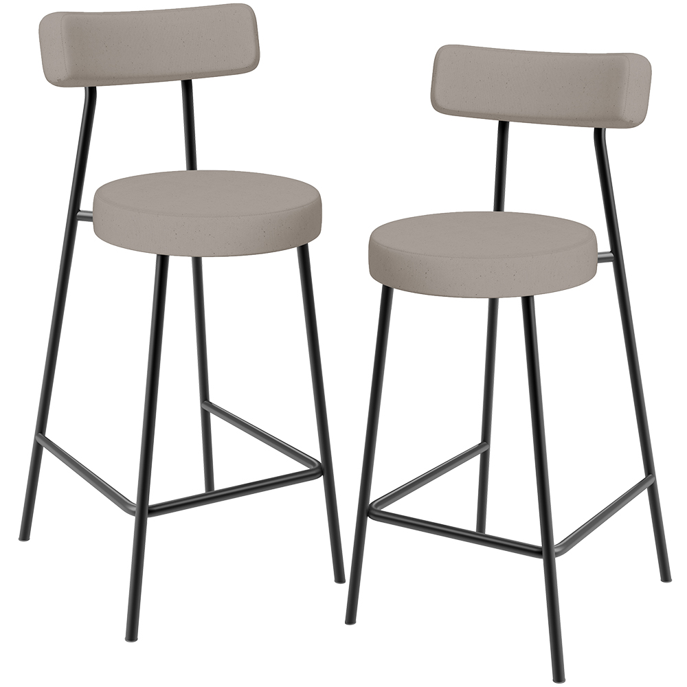 Kit 02 Banquetas Baixa Para Cozinha Sala De Jantar Bancada Milão L02 Linho Bege - Lyam Decor