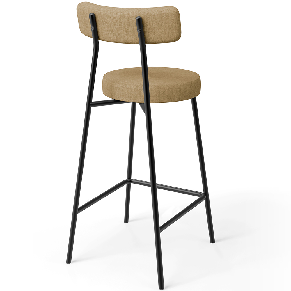 Kit 02 Banquetas Baixa Para Cozinha Sala De Jantar Bancada Milão L02 Linho Bege Escuro - Lyam Decor