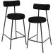 Kit 02 Banquetas Baixa Para Cozinha Sala De Jantar Bancada Milão L02 Linho Chumbo - Lyam Decor
