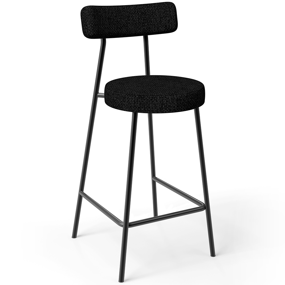 Kit 02 Banquetas Baixa Para Cozinha Sala De Jantar Bancada Milão L02 Linho Chumbo - Lyam Decor