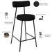 Kit 02 Banquetas Baixa Para Cozinha Sala De Jantar Bancada Milão L02 Linho Chumbo - Lyam Decor
