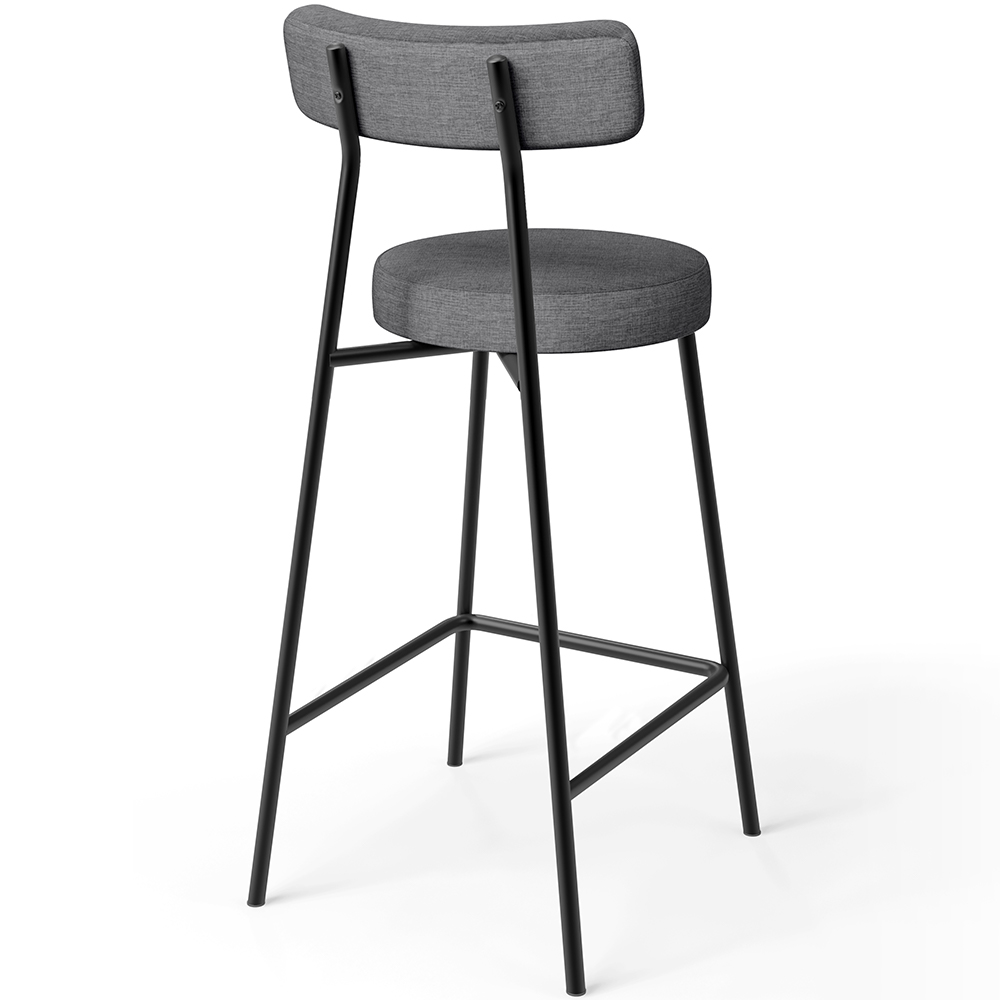 Kit 02 Banquetas Baixa Para Cozinha Sala De Jantar Bancada Milão L02 Linho Cinza Escuro - Lyam Decor