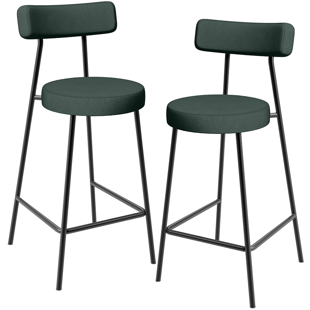 Kit 02 Banquetas Baixa Para Cozinha Sala De Jantar Bancada Milão L02 Linho Verde Musgo - Lyam Decor