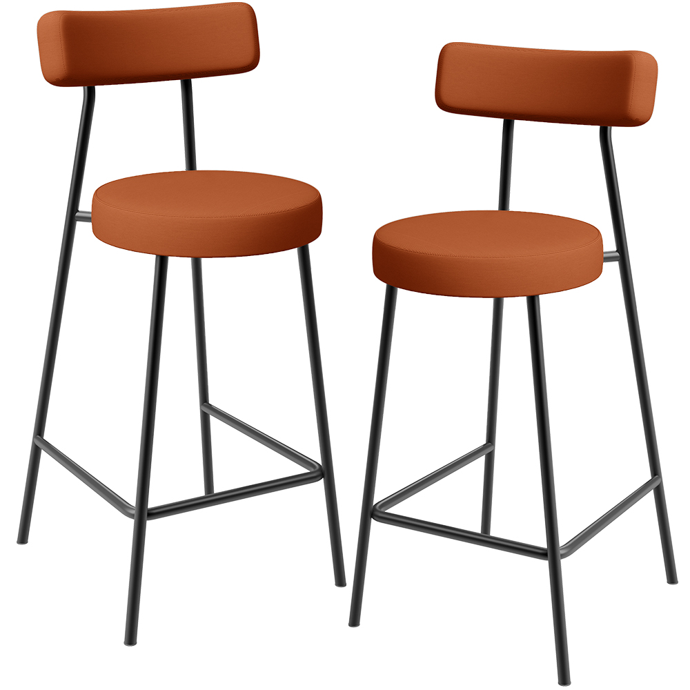 Kit 02 Banquetas Baixa Para Cozinha Sala De Jantar Bancada Milão L02 Tecido Terracota - Lyam Decor