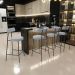 Kit 02 Banquetas Baixa Para Cozinha Sala De Jantar Bar Bancada Milão L02 Bouclê Cinza - Lyam Decor