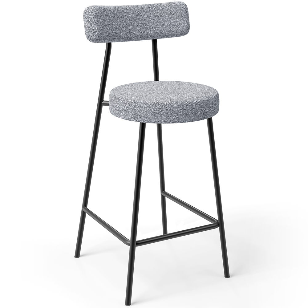 Kit 02 Banquetas Baixa Para Cozinha Sala De Jantar Bar Bancada Milão L02 Bouclê Cinza - Lyam Decor