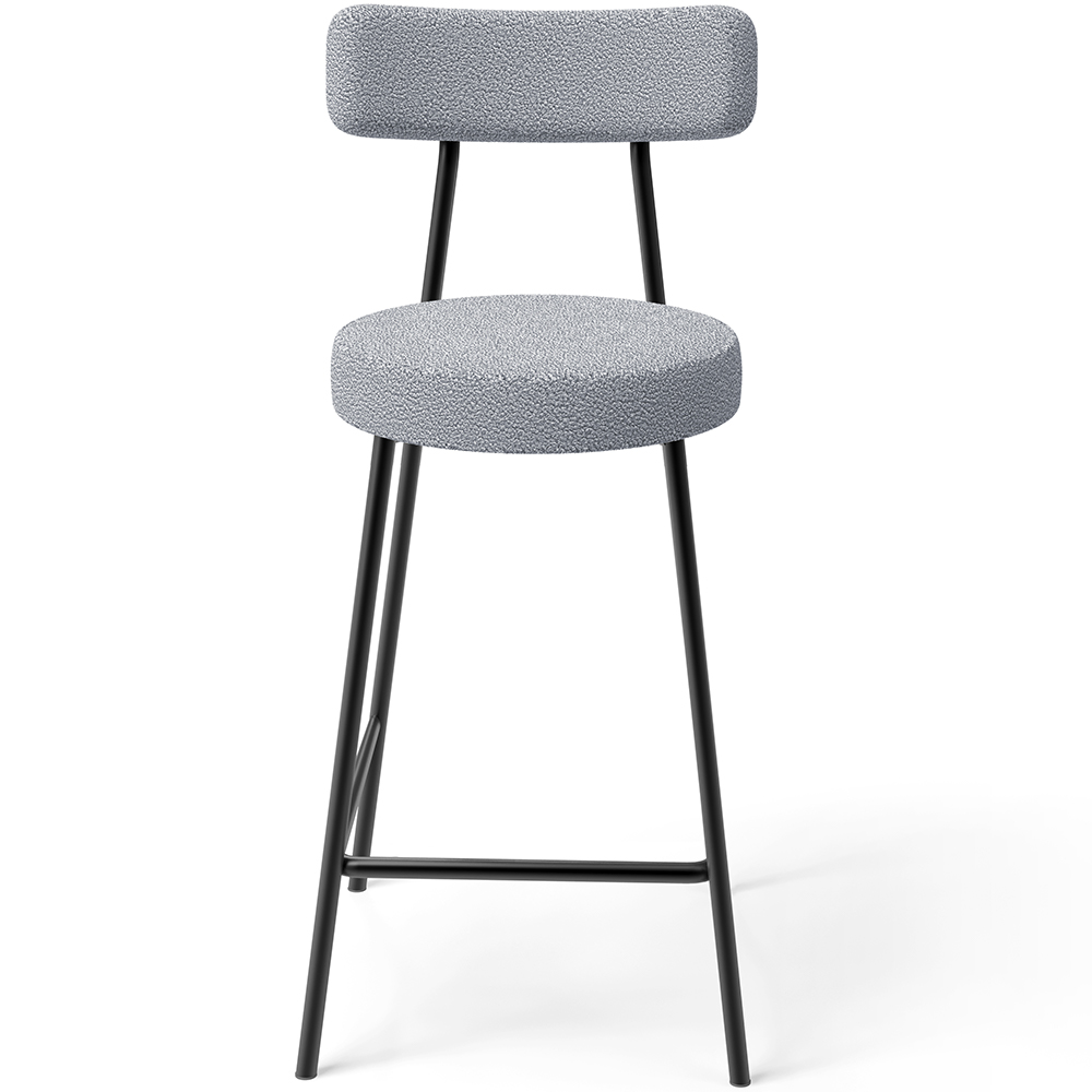 Kit 02 Banquetas Baixa Para Cozinha Sala De Jantar Bar Bancada Milão L02 Bouclê Cinza - Lyam Decor