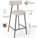 Kit 02 Banquetas Baixa Para Cozinha Sala De Jantar Bar Bancada Milão L02 Bouclê Cru - Lyam Decor