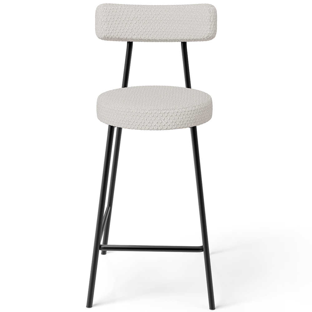 Kit 02 Banquetas Baixa Para Cozinha Sala De Jantar Bar Bancada Milão L02 Bouclê Cru - Lyam Decor