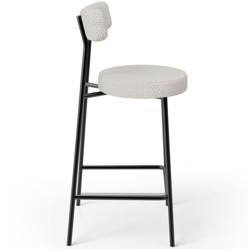 Kit 02 Banquetas Baixa Para Cozinha Sala De Jantar Bar Bancada Milão L02 Bouclê Cru - Lyam Decor