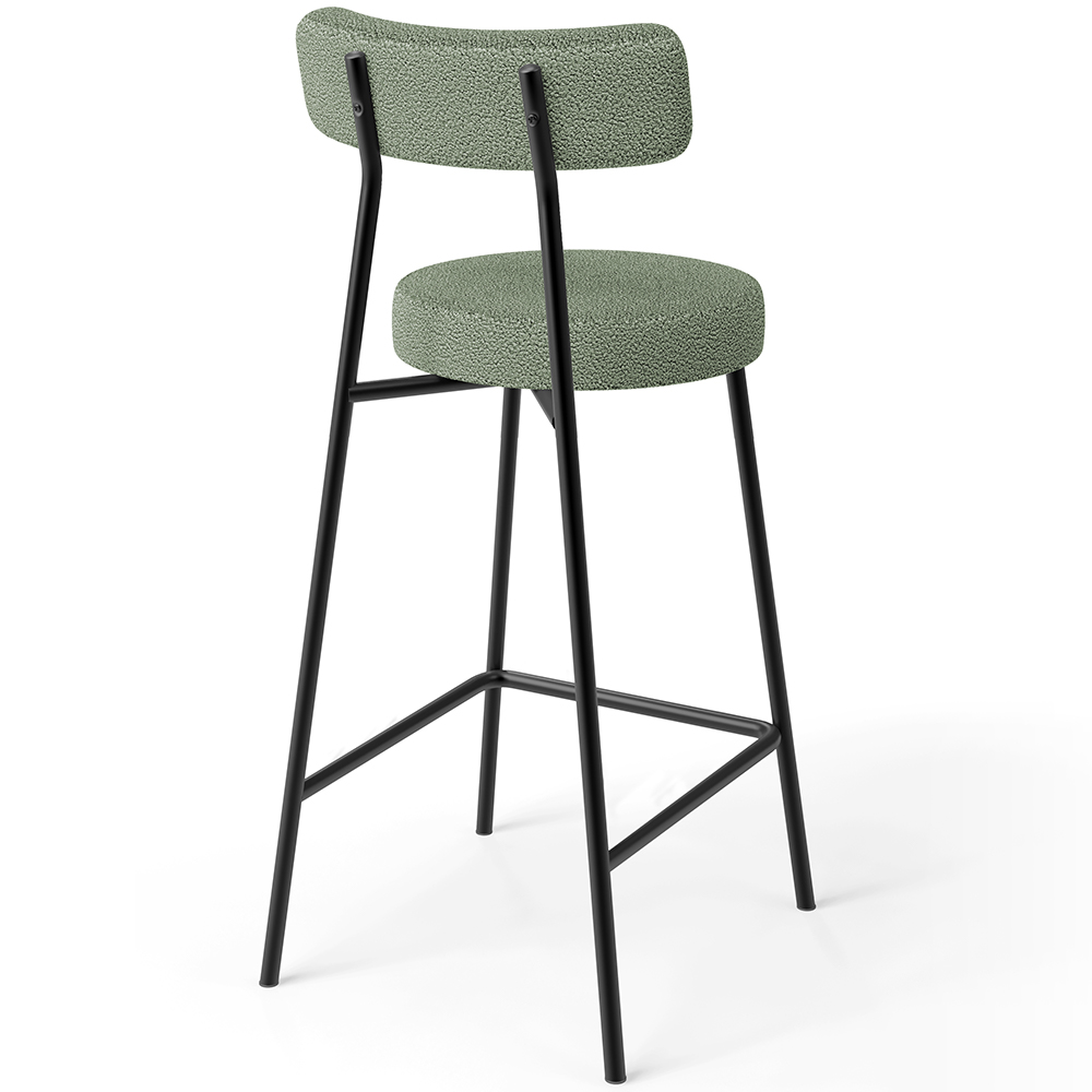 Kit 02 Banquetas Baixa Para Cozinha Sala De Jantar Bar Bancada Milão L02 Bouclê Oliva - Lyam Decor