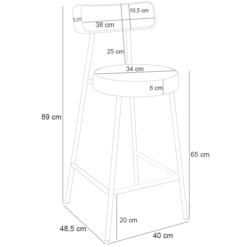 Kit 02 Banquetas Baixa Para Cozinha Sala De Jantar Bar Bancada Milão L02 Linho Rosê - Lyam Decor