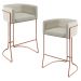 Kit 02 Banquetas Decorativa Fixa Base De Aço Cobre Betina D02 Linho Champagne A-49 - Lyam Decor