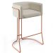 Kit 02 Banquetas Decorativa Fixa Base De Aço Cobre Betina D02 Linho Champagne A-49 - Lyam Decor