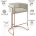 Kit 02 Banquetas Decorativa Fixa Base De Aço Cobre Betina D02 Linho Champagne A-49 - Lyam Decor