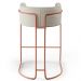 Kit 02 Banquetas Decorativa Fixa Base De Aço Cobre Betina D02 Linho Champagne A-49 - Lyam Decor