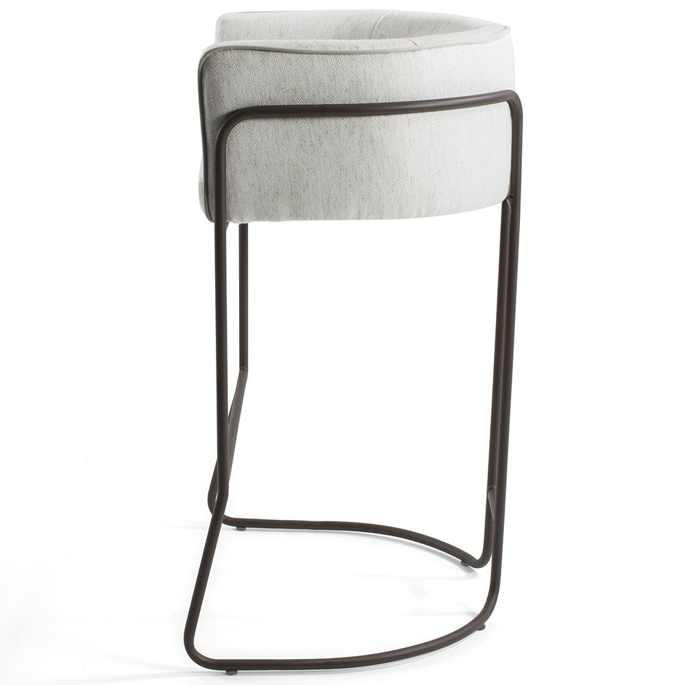 Kit 02 Banquetas Decorativa Fixa Base de Aço Choco Betina D02 Linho Creme A-48 - Lyam Decor