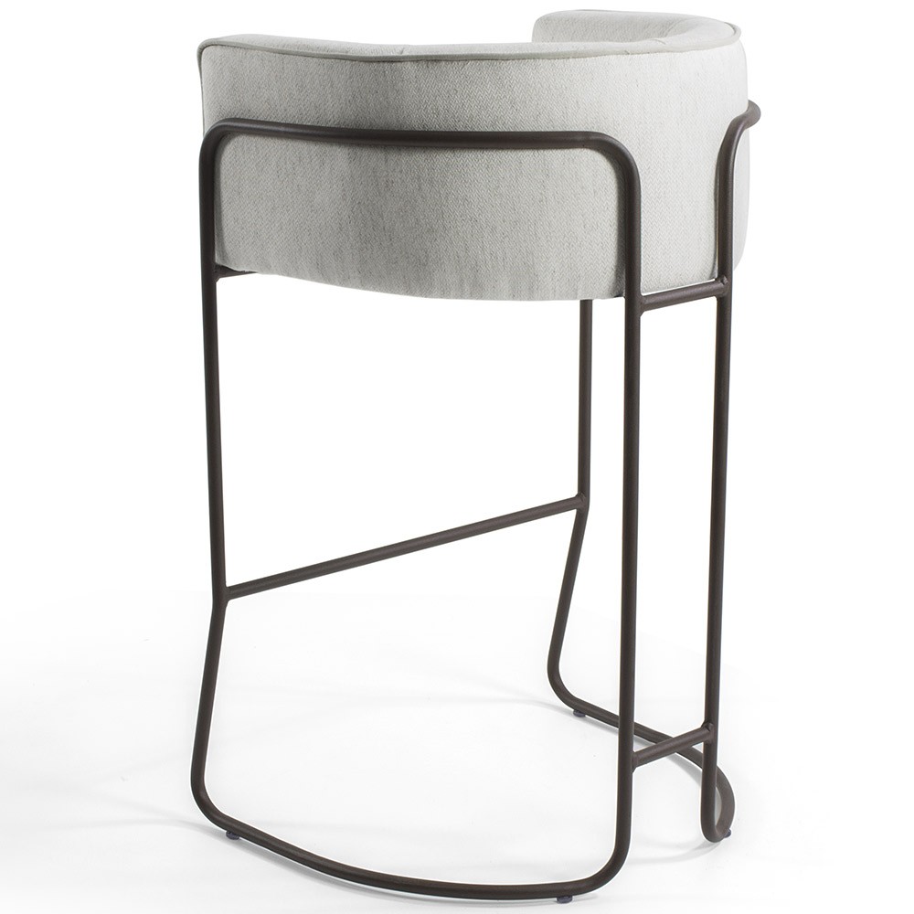 Kit 02 Banquetas Decorativa Fixa Base de Aço Choco Betina D02 Linho Creme A-48 - Lyam Decor